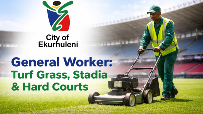 General Worker maintaining turf grass and stadium facilities in City of Ekurhuleni