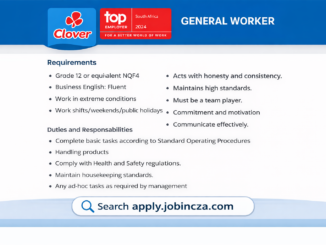 Clover General Worker job vacancy Queensburgh KwaZulu-Natal 2026 apply online