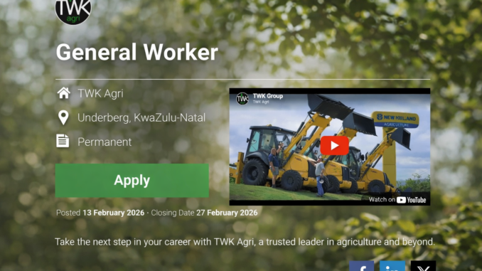 TWK Agri General Worker loading stock in warehouse Underberg KwaZulu-Natal