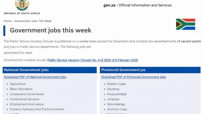 Official South African government jobs this week public service vacancy circular